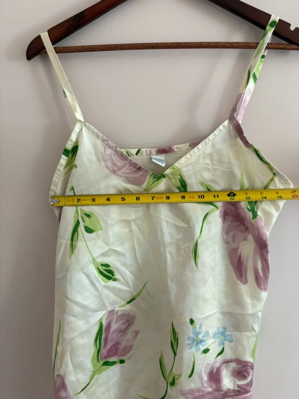 Floral Silk-Look Spaghetti Strap Cami - Cream with Lilac Roses - Picture 4 of 6